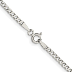 Sterling Silver Rhodium-plated 2.3mm Beveled Curb Chain - 7