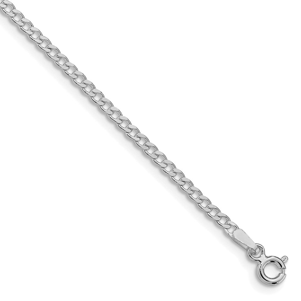 Sterling Silver Rhodium-plated 2.3mm Beveled Curb Chain - 4