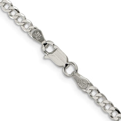 Sterling Silver 3.2mm Beveled Curb Chain - 9