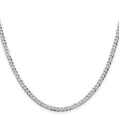 Sterling Silver Rhodium-plated 3.2mm Beveled Curb Chain - 5
