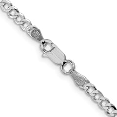 Sterling Silver Rhodium-plated 3.2mm Beveled Curb Chain - 5