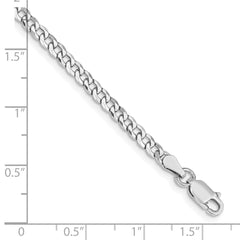 Sterling Silver Rhodium-plated 3.2mm Beveled Curb Chain - 7