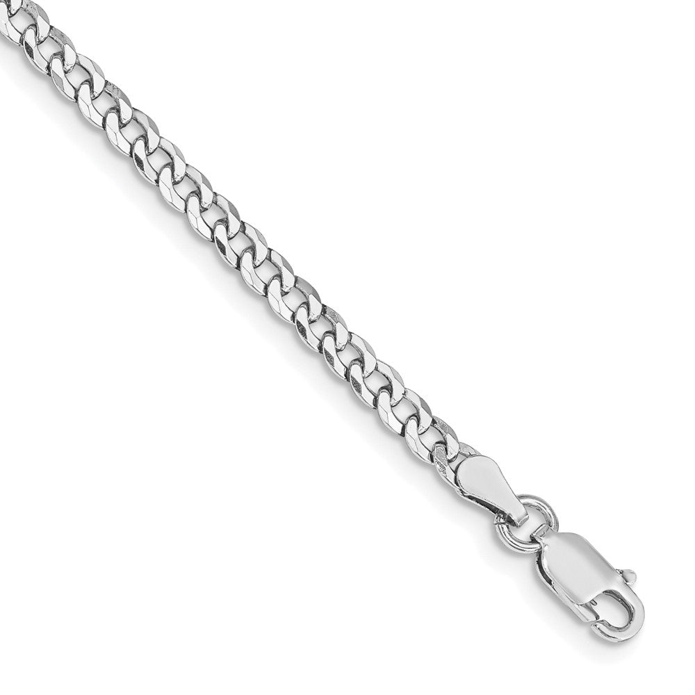 Sterling Silver Rhodium-plated 3.2mm Beveled Curb Chain - 7