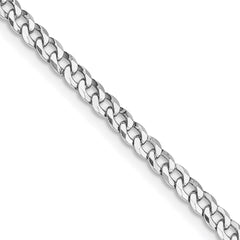 Sterling Silver Rhodium-plated 3.2mm Beveled Curb Chain - 5