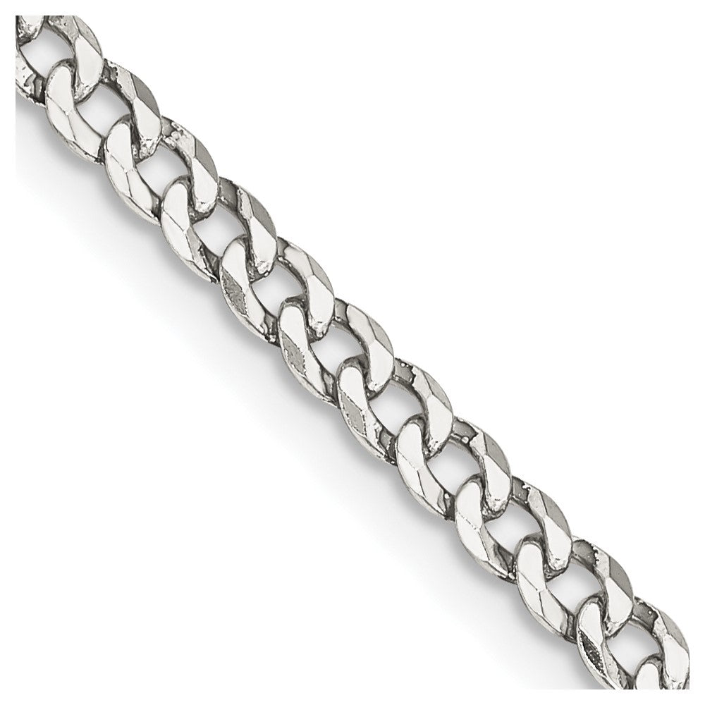 Sterling Silver 3.2mm Beveled Curb Chain - 8