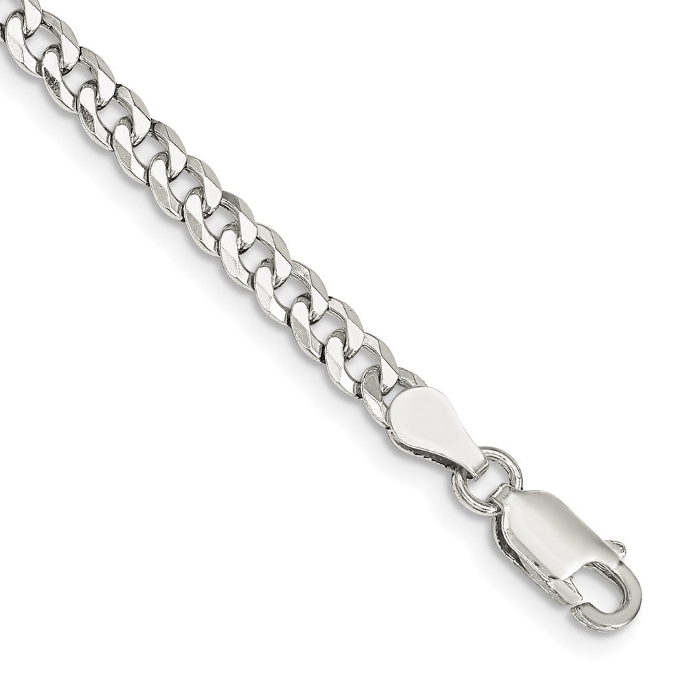 Sterling Silver 4mm Beveled Curb Chain - 10