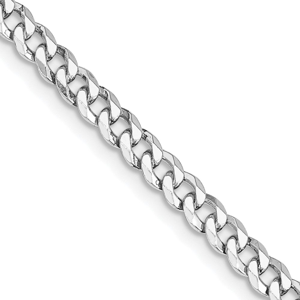 Sterling Silver Rhodium-plated 4mm Beveled Curb Chain - 7