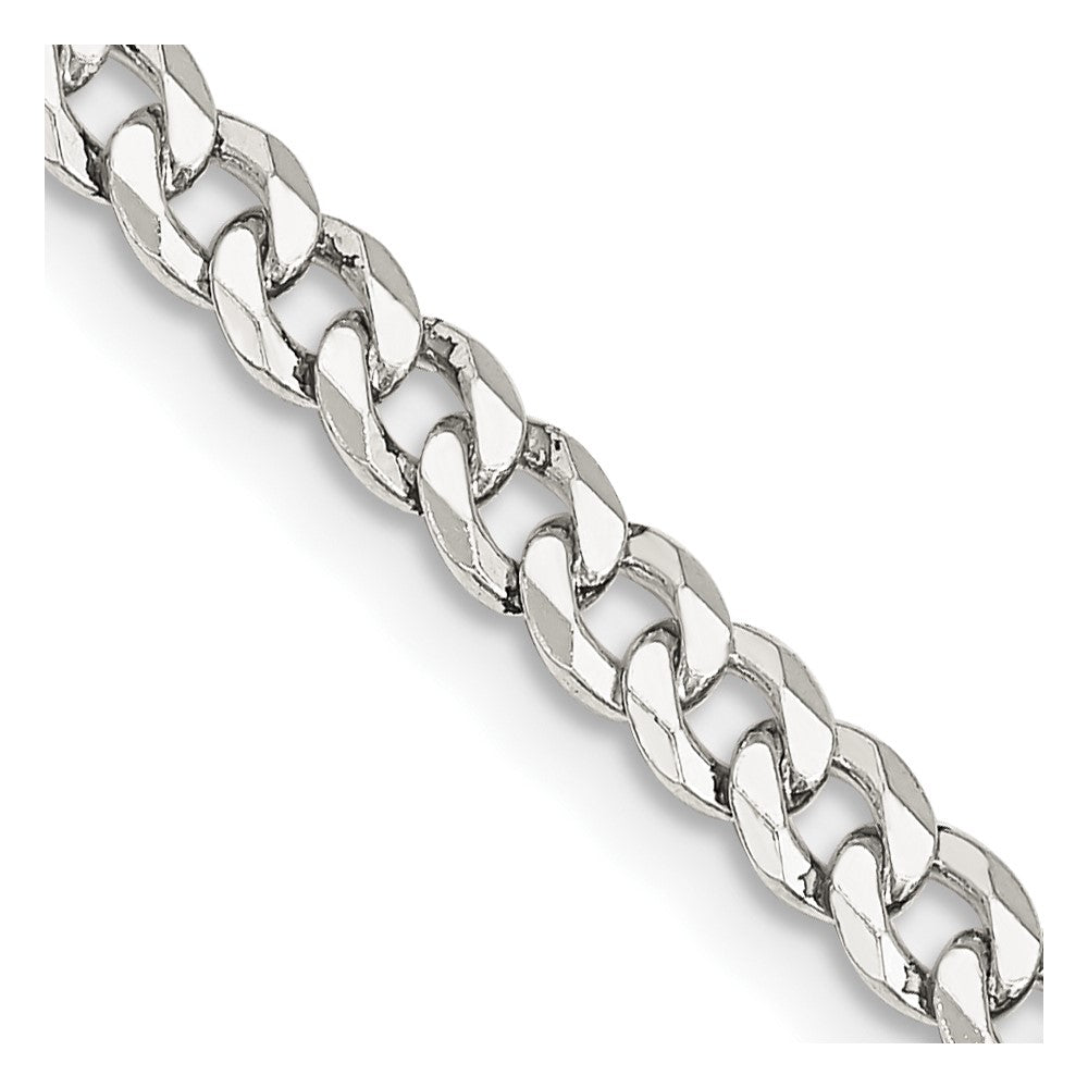 Sterling Silver 4mm Beveled Curb Chain - 6