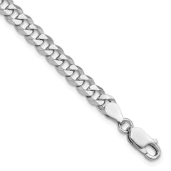 Sterling Silver Rhodium-plated 5mm Beveled Curb Chain - 7