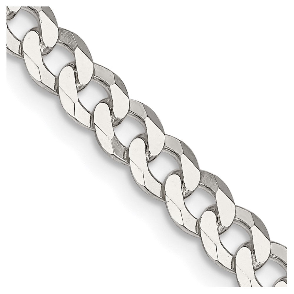 Sterling Silver 5mm Beveled Curb Chain - 9