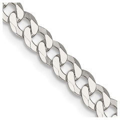 Sterling Silver 5mm Beveled Curb Chain - 8