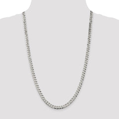 Sterling Silver 6mm Beveled Curb Chain - 11