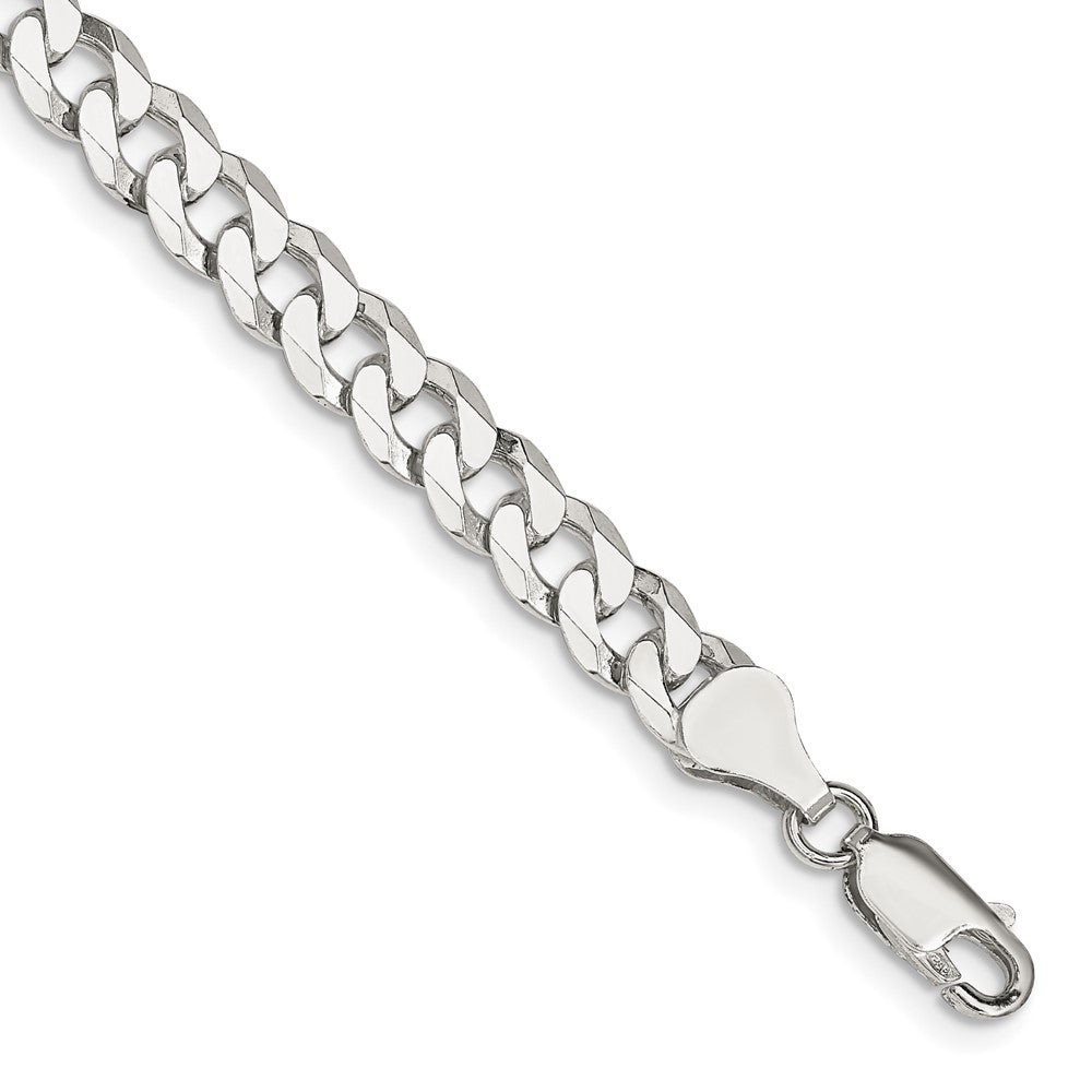 Sterling Silver 6mm Beveled Curb Chain - 9