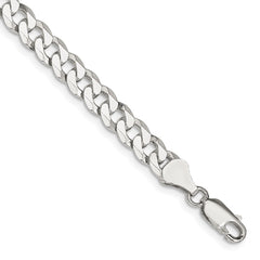 Sterling Silver 6mm Beveled Curb Chain - 8