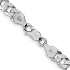 Sterling Silver Rhodium-plated 6mm Beveled Curb Chain - 4
