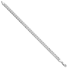 Sterling Silver Rhodium-plated 6mm Beveled Curb Chain - 7