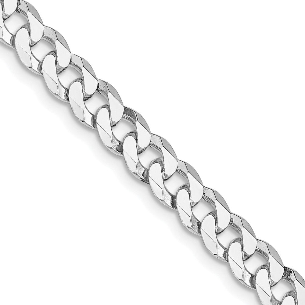 Sterling Silver Rhodium-plated 6mm Beveled Curb Chain - 6