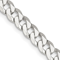 Sterling Silver 6mm Beveled Curb Chain - 11