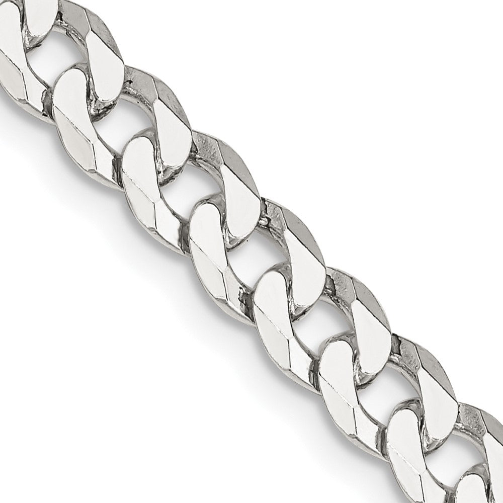 Sterling Silver 6mm Beveled Curb Chain - 10