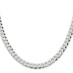 Sterling Silver 7mm Beveled Curb Chain - 8