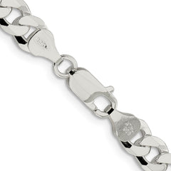 Sterling Silver 7mm Beveled Curb Chain - 8