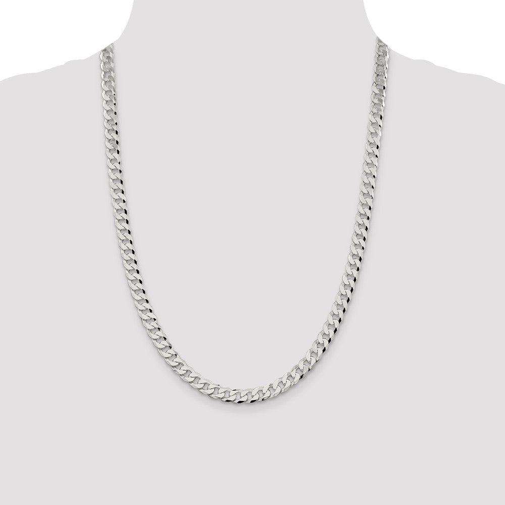 Sterling Silver 7mm Beveled Curb Chain