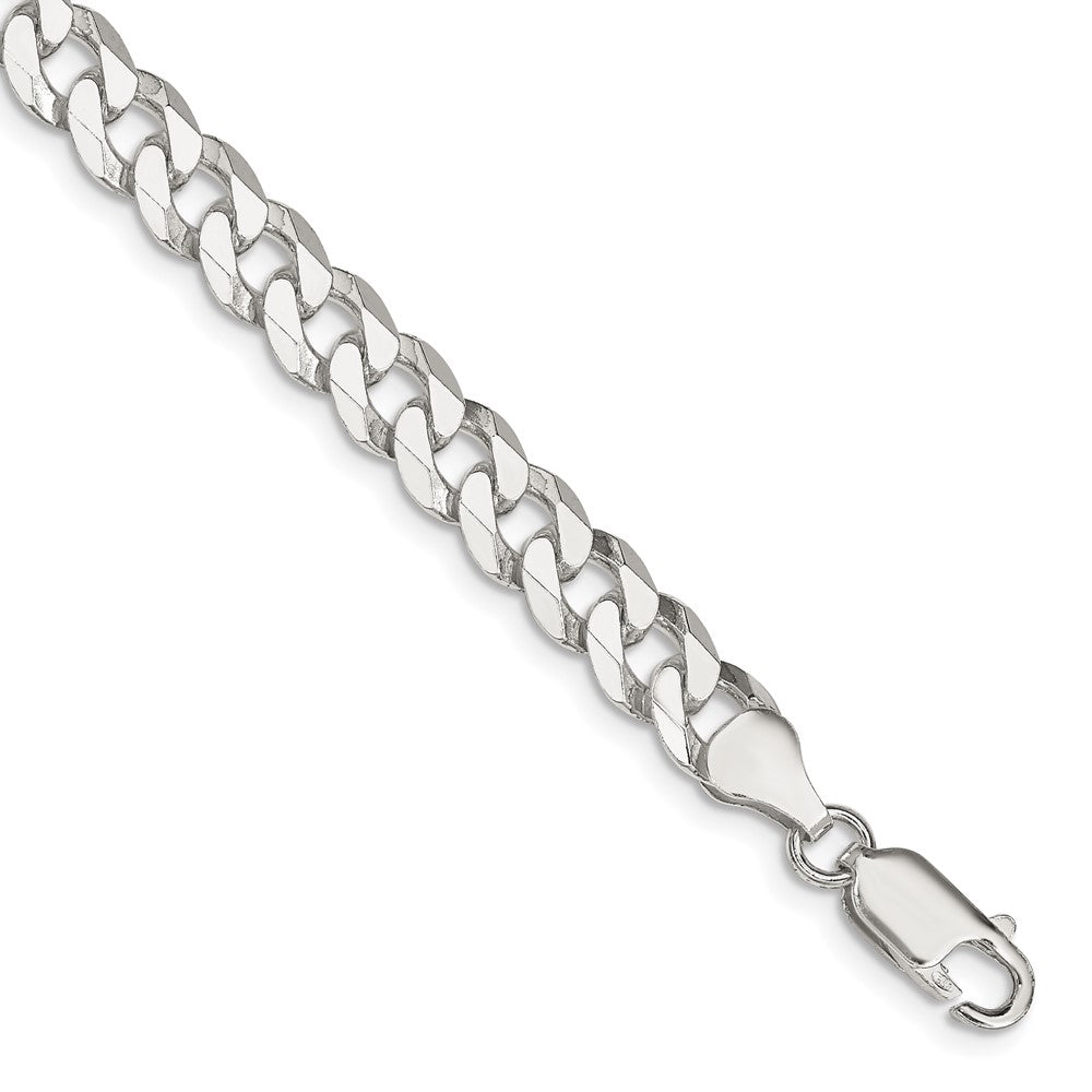 Sterling Silver 7mm Beveled Curb Chain - 10