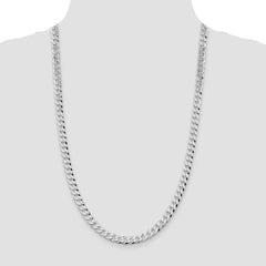 Sterling Silver Rhodium-plated 7mm Beveled Curb Chain - 2