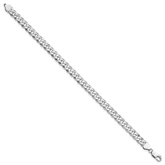 Sterling Silver Rhodium-plated 7mm Beveled Curb Chain - 7