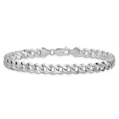 Sterling Silver Rhodium-plated 7mm Beveled Curb Chain - 8