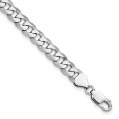Sterling Silver Rhodium-plated 7mm Beveled Curb Chain - 8
