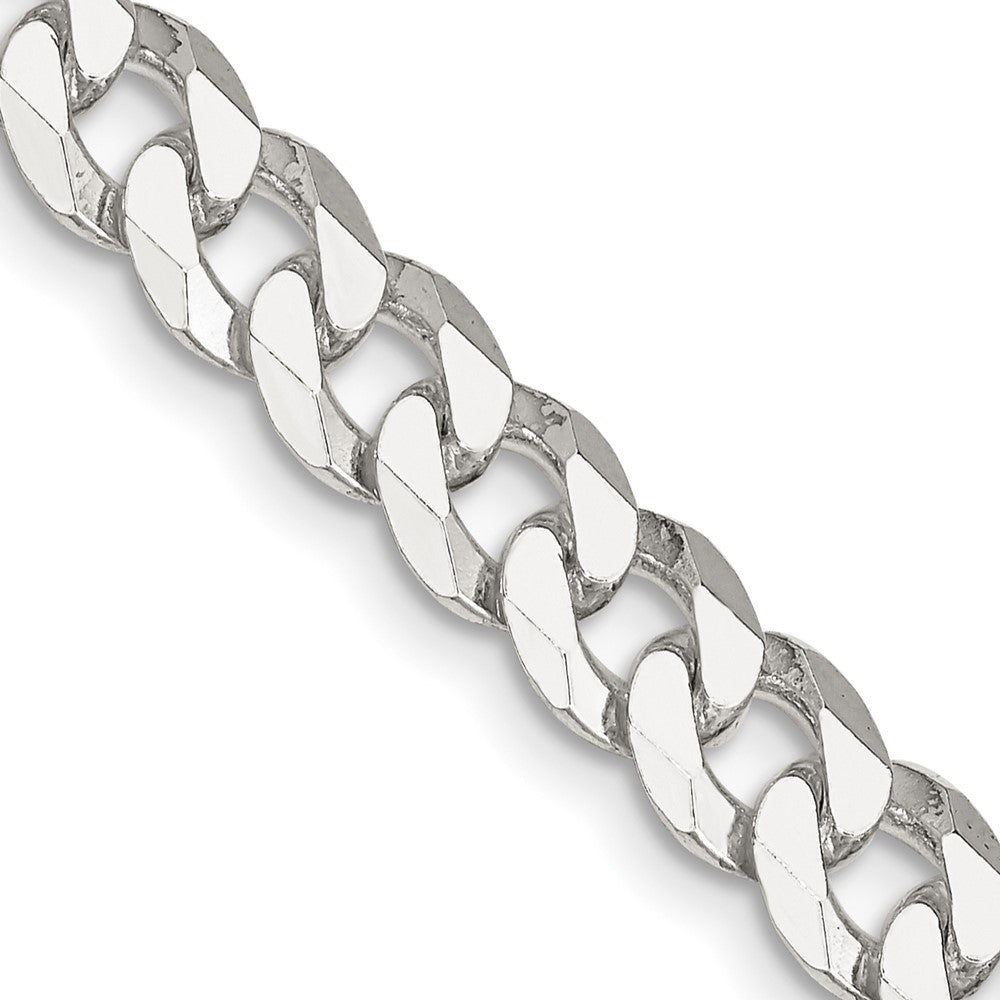 Sterling Silver 7mm Beveled Curb Chain - 8