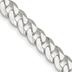Sterling Silver 7mm Beveled Curb Chain - 9