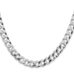 Sterling Silver Rhodium-plated 8.5mm Beveled Curb Chain - 2