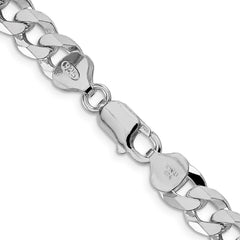 Sterling Silver Rhodium-plated 8.5mm Beveled Curb Chain - 7