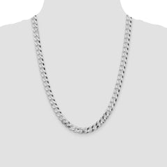 Sterling Silver Rhodium-plated 8.5mm Beveled Curb Chain - 3
