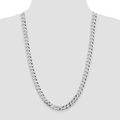 Sterling Silver Rhodium-plated 8.5mm Beveled Curb Chain - 7