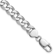 Sterling Silver Rhodium-plated 8.5mm Beveled Curb Chain - 5
