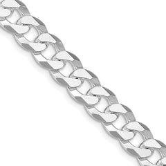 Sterling Silver Rhodium-plated 8.5mm Beveled Curb Chain - 7