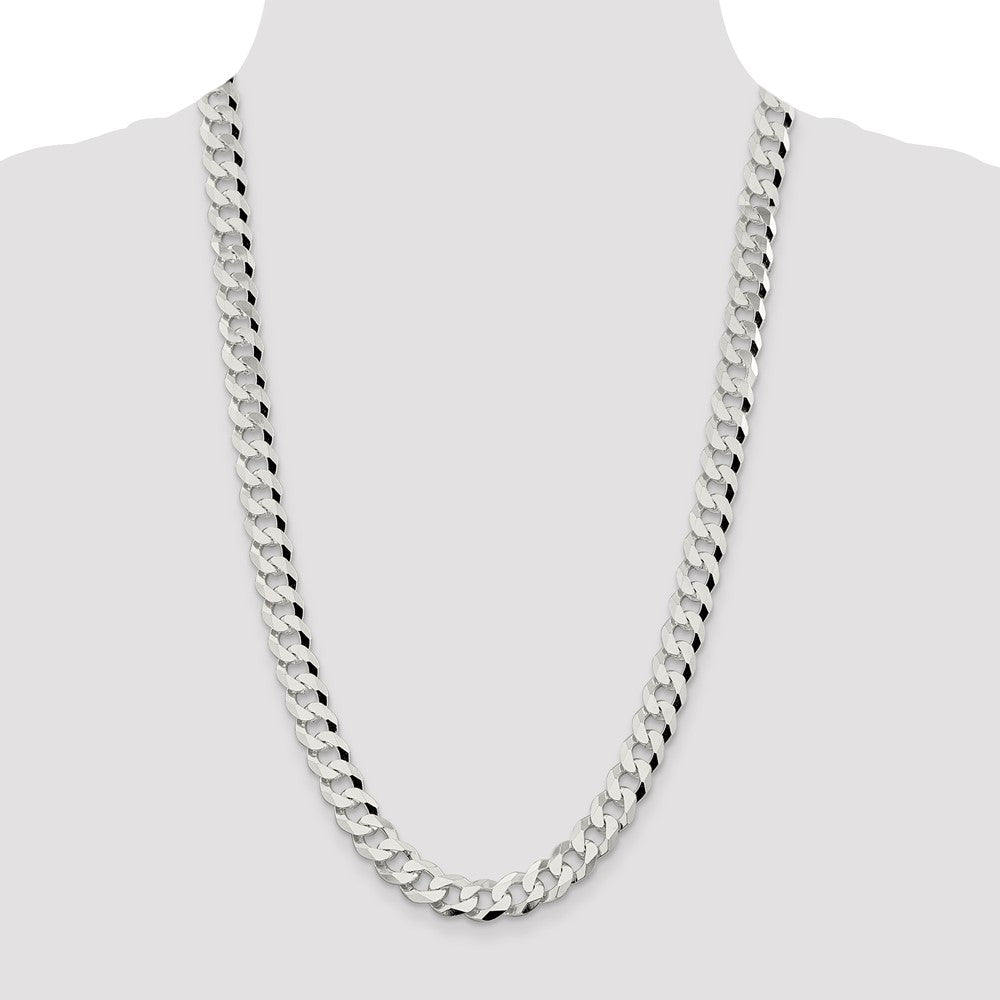 Sterling Silver 10.6mm Beveled Curb Chain