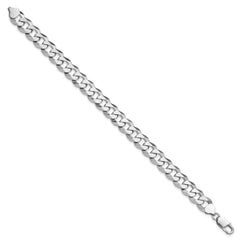 Sterling Silver Rhodium-plated 10.6mm Beveled Curb Chain - 7