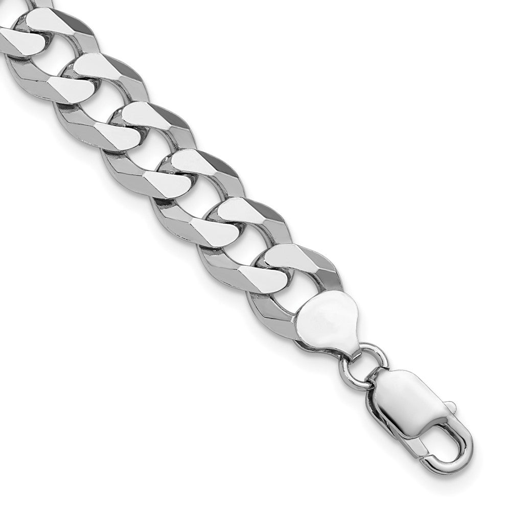 Sterling Silver Rhodium-plated 10.6mm Beveled Curb Chain - 6