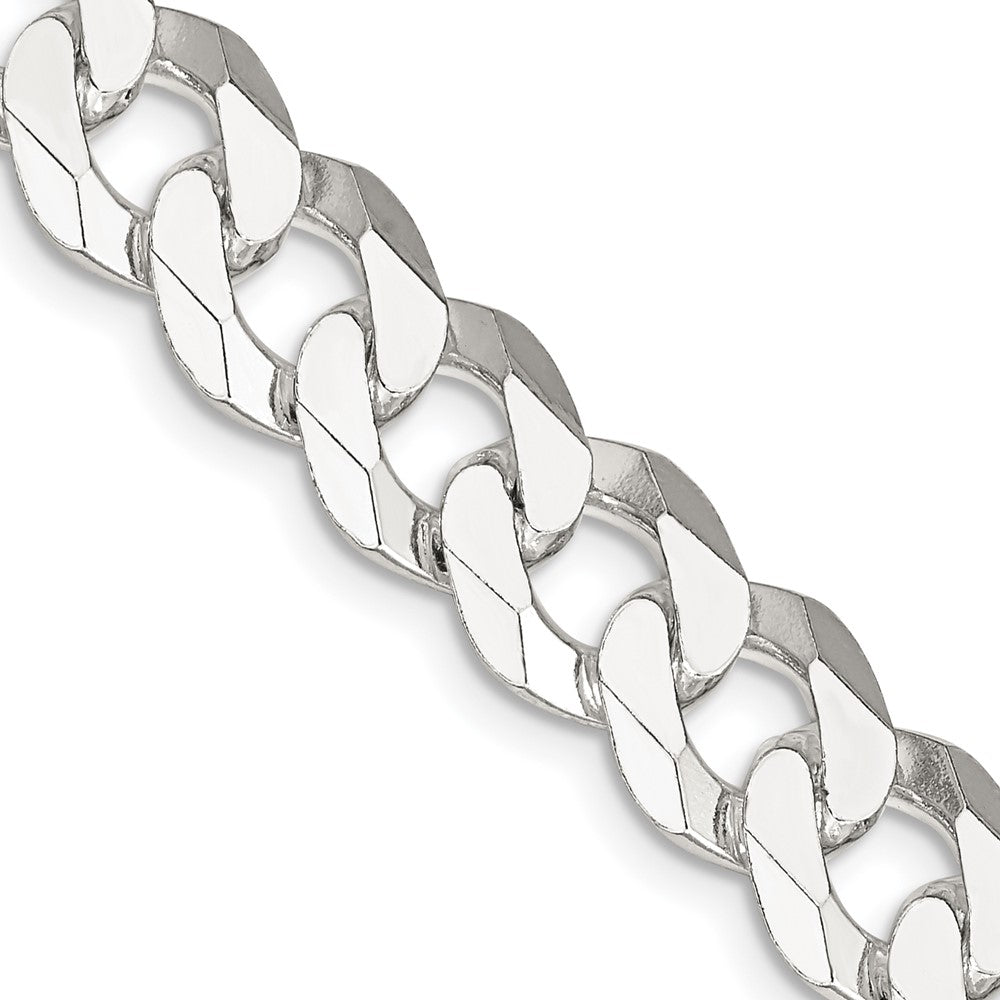 Sterling Silver 10.6mm Beveled Curb Chain - 7
