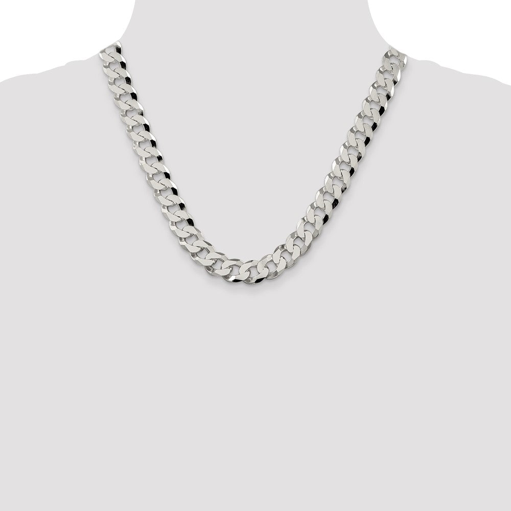 Sterling Silver 12.3mm Beveled Curb Chain