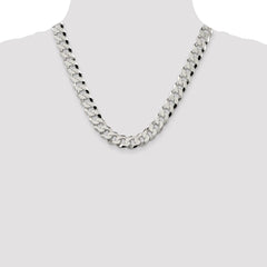 Sterling Silver 12.3mm Beveled Curb Chain