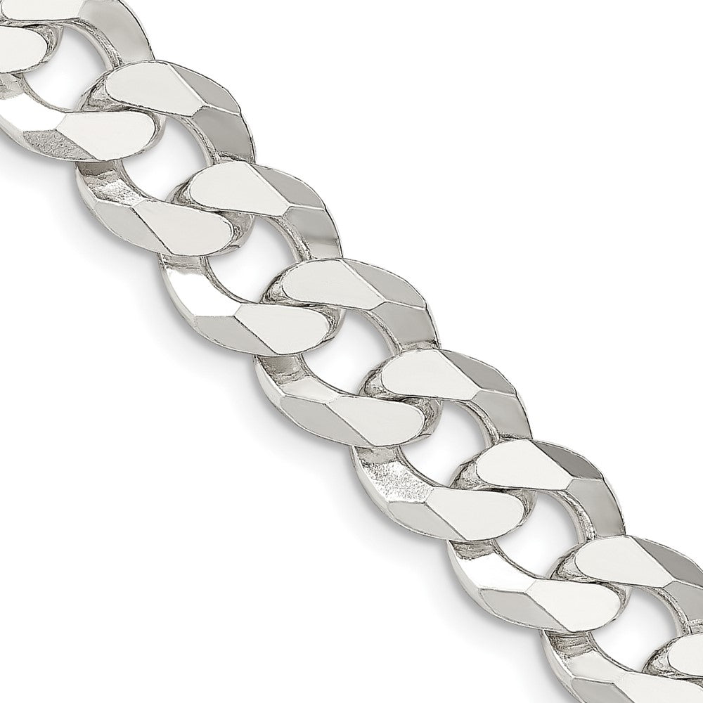 Sterling Silver 12.3mm Beveled Curb Chain - 7