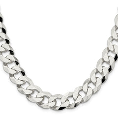 Sterling Silver 14mm Beveled Curb Chain - 6