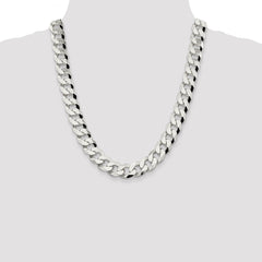 Sterling Silver 14mm Beveled Curb Chain - 2