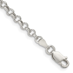 Sterling Silver 3mm Semi-solid Rolo Chain - 6
