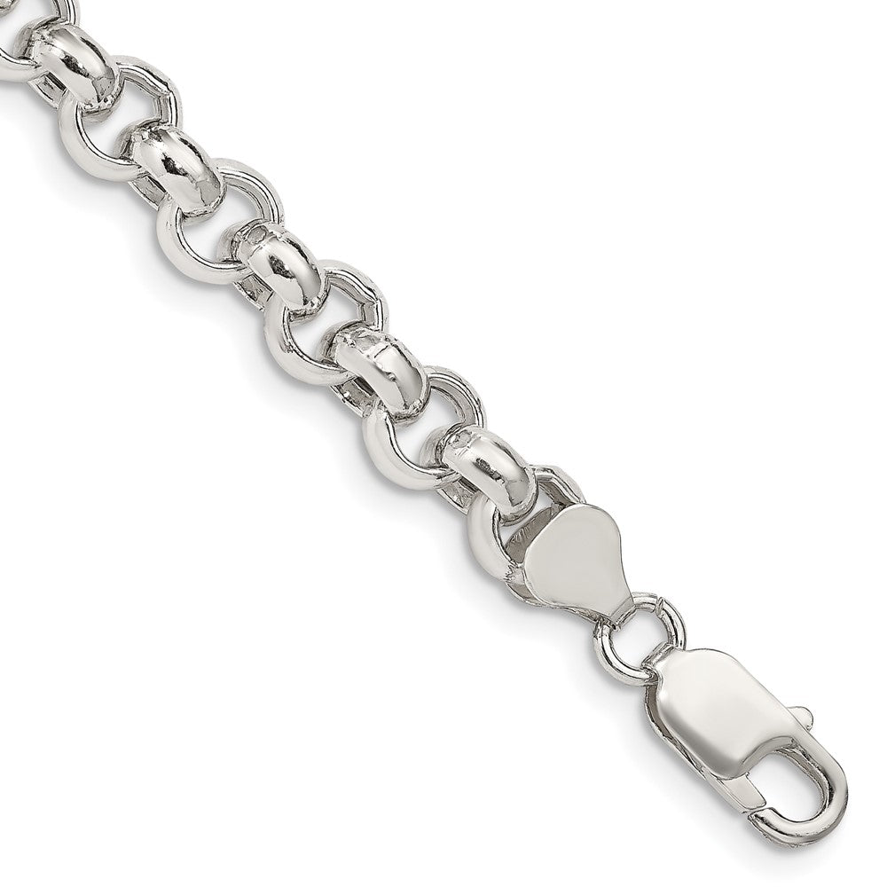 Sterling Silver 7.75mm Semi-solid Rolo Chain - 5